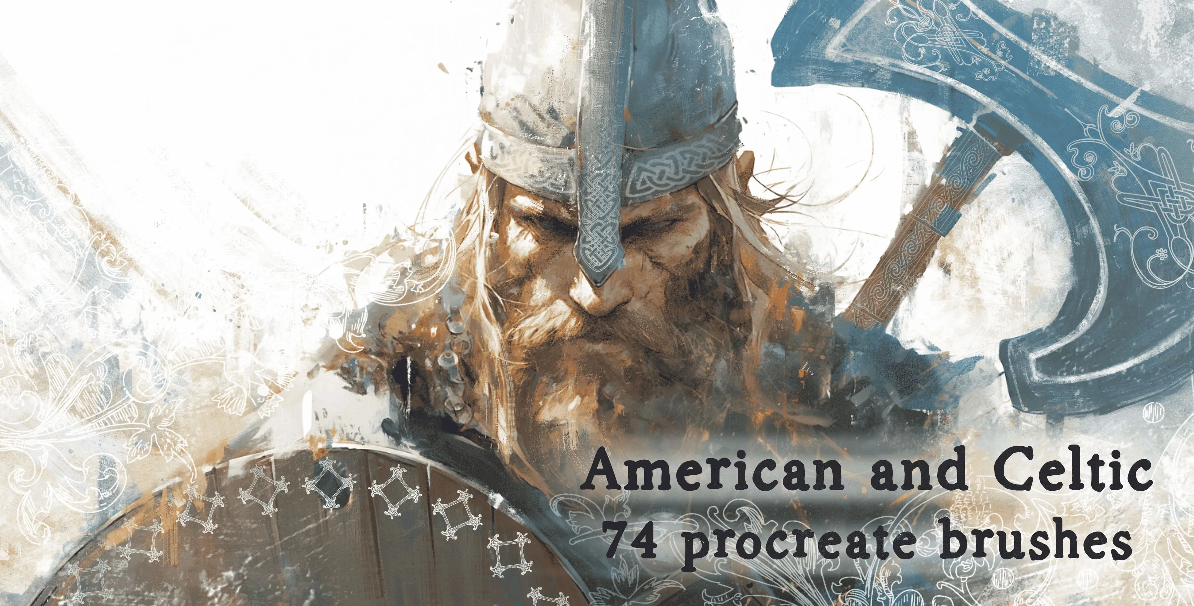 American and Celtic Procreate brush set — 74 brushes, pattern & vintage