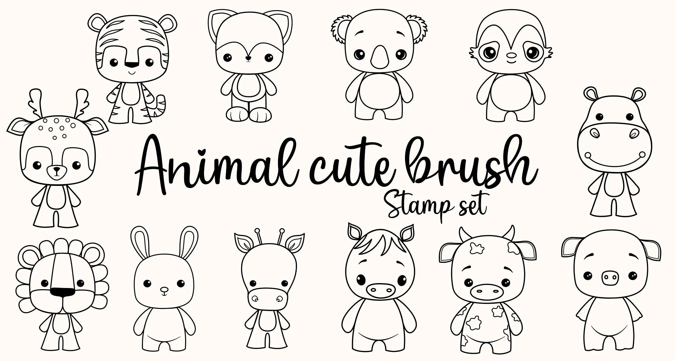 Animal Cute Procreate brush set — 15 brushes, animal & cute art