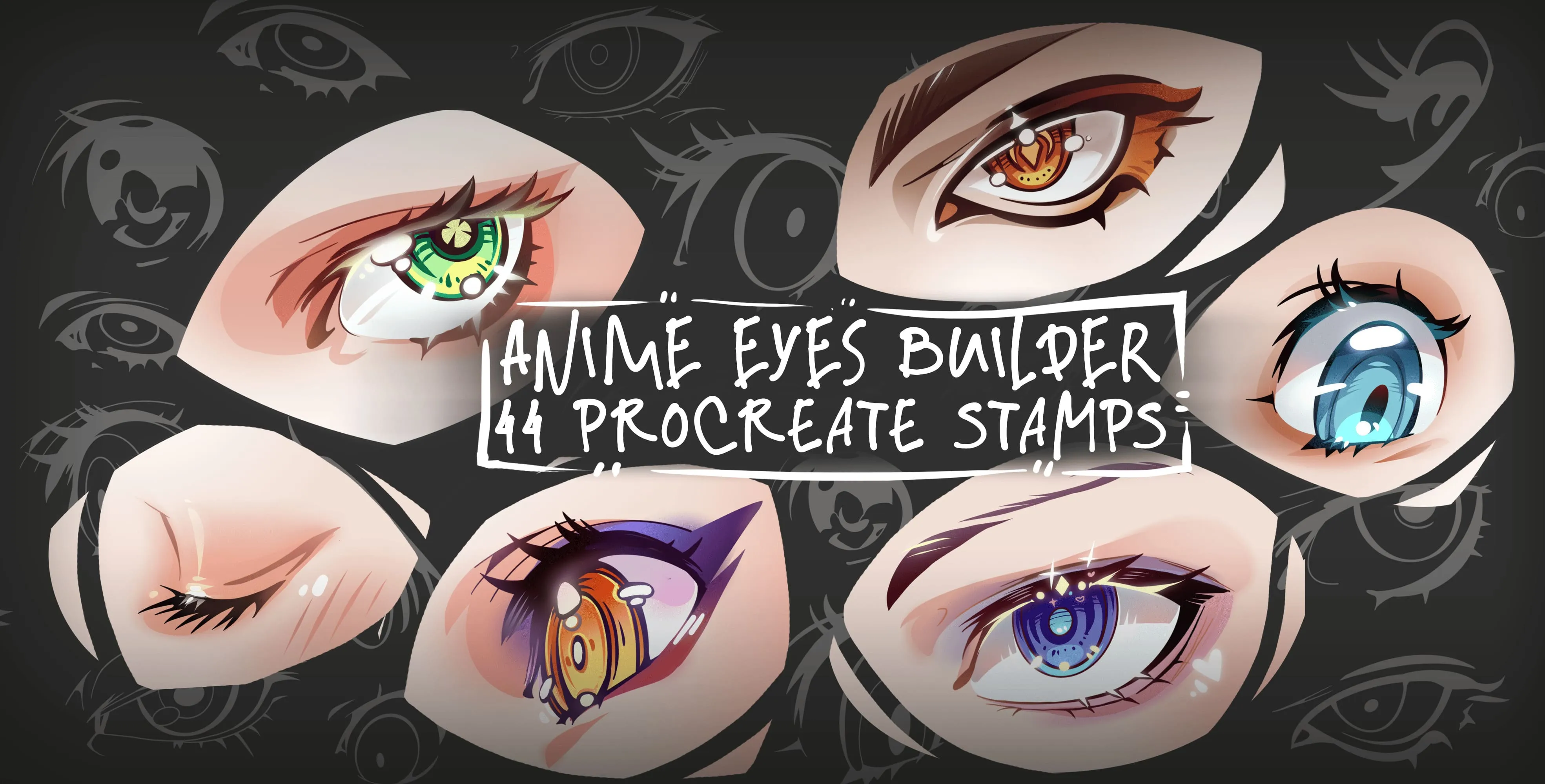 Anime Eyes Builder Procreate brush set — 44 brushes, anime & portrait