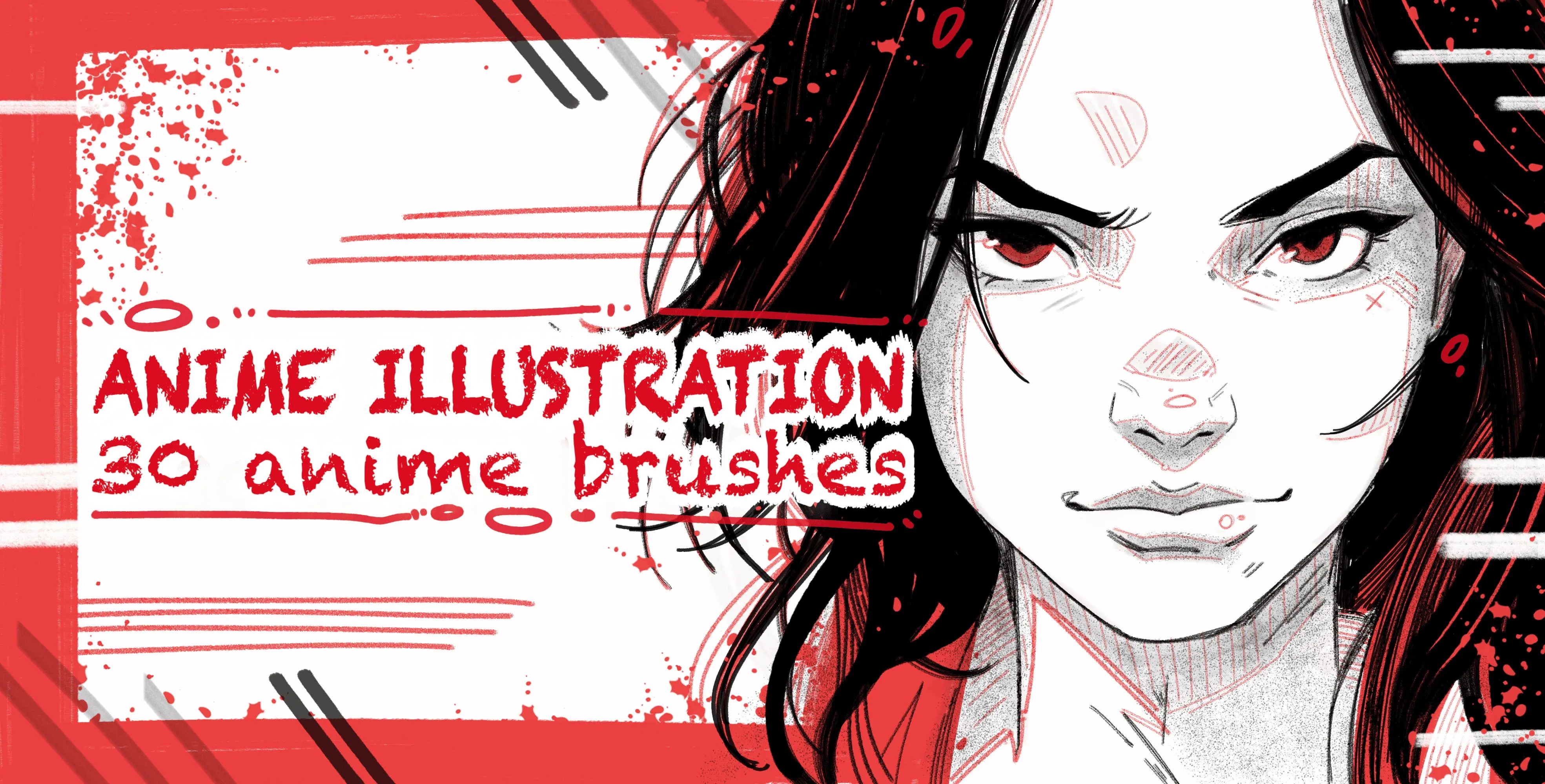 Anime Illustration Procreate brush set — 30 brushes, anime & drawing