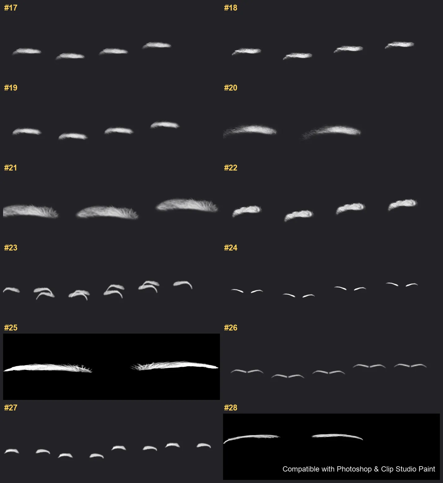 Brow Crafter Photoshop & Clip Studio Paint brushes overview sheet 2
