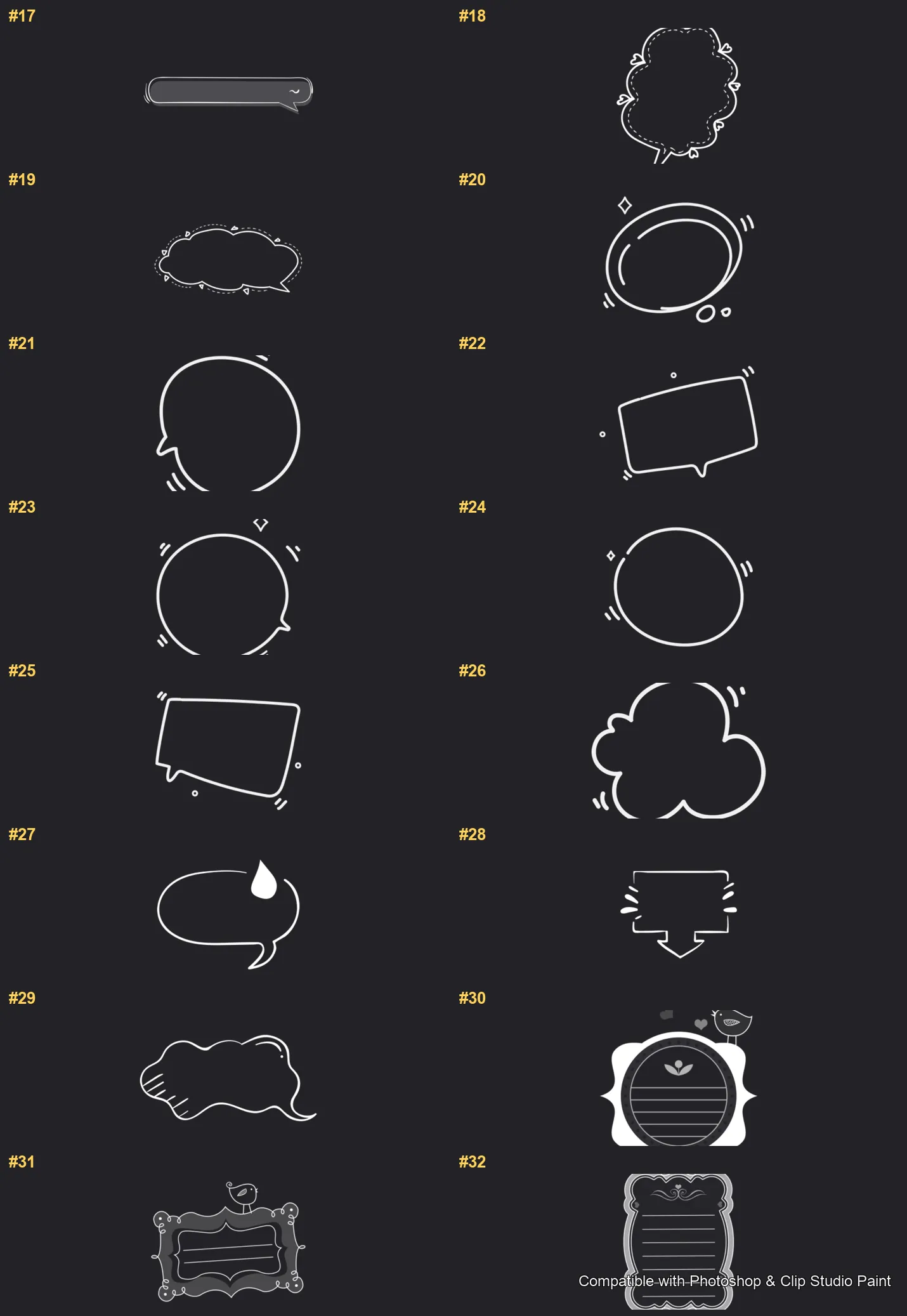 Bubble Talk Photoshop & Clip Studio Paint brushes overview sheet 2