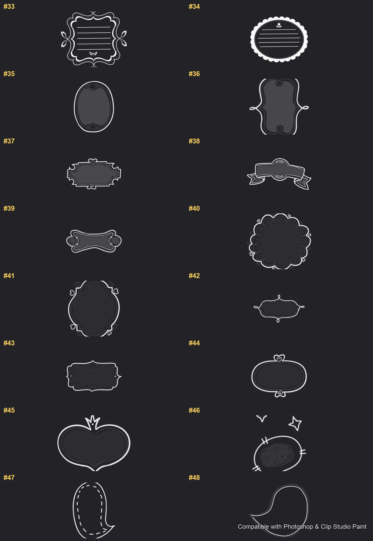 Bubble Talk Photoshop & Clip Studio Paint brushes overview sheet 3