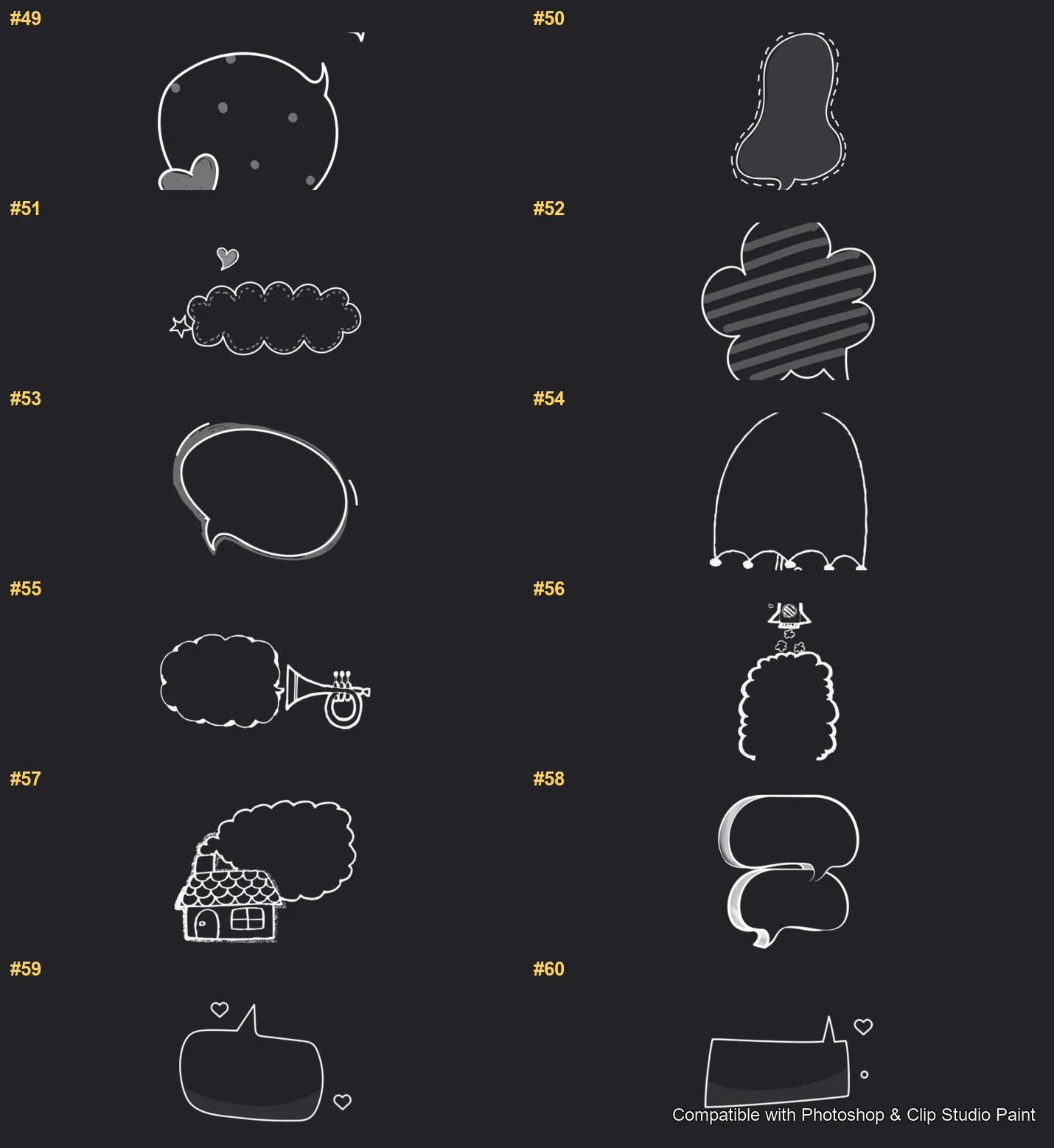 Bubble Talk Photoshop & Clip Studio Paint brushes overview sheet 4
