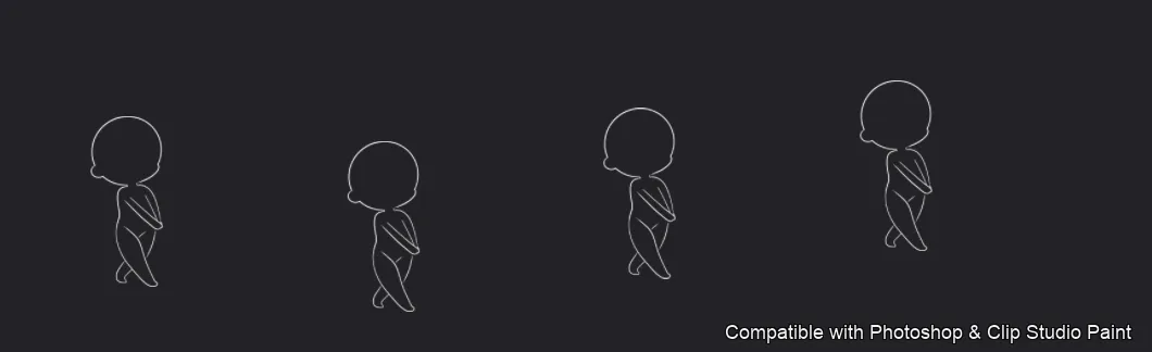 Chibi Pose Lab brush 1 of 54 — Photoshop & Clip Studio Paint .abr preview