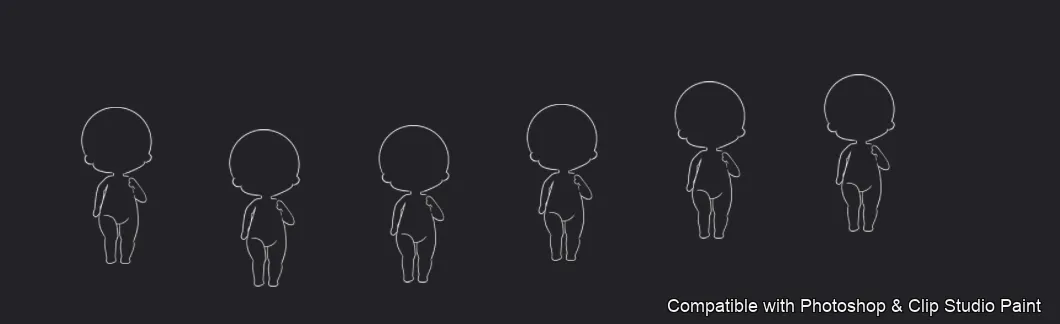 Chibi Pose Lab brush 2 of 54 — Photoshop & Clip Studio Paint .abr preview