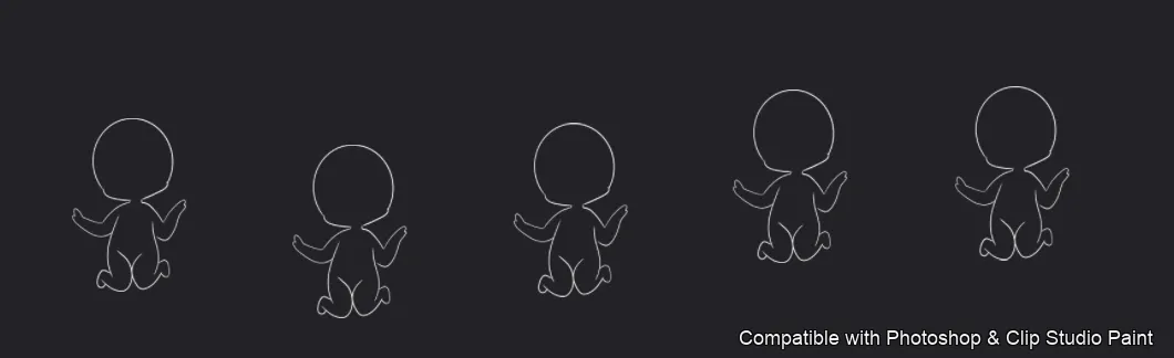 Chibi Pose Lab brush 11 of 54 — Photoshop & Clip Studio Paint .abr preview