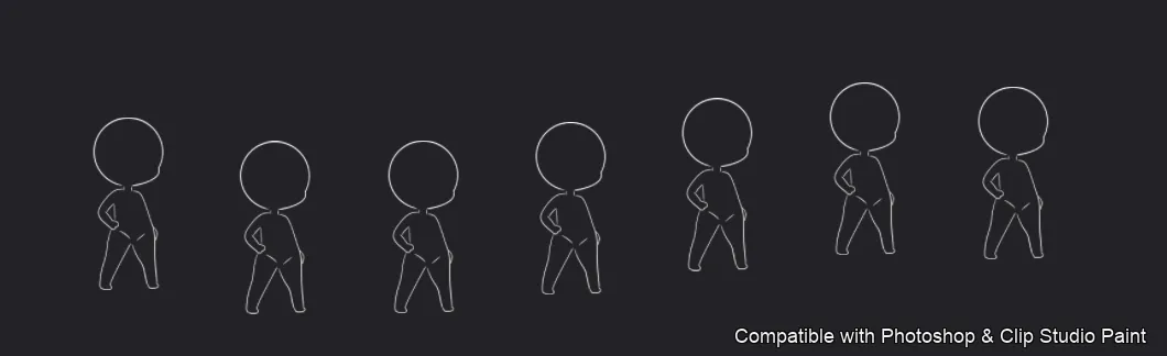 Chibi Pose Lab brush 13 of 54 — Photoshop & Clip Studio Paint .abr preview