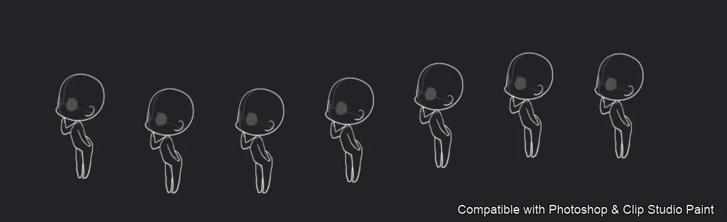 Chibi Pose Lab brush 16 of 54 — Photoshop & Clip Studio Paint .abr preview