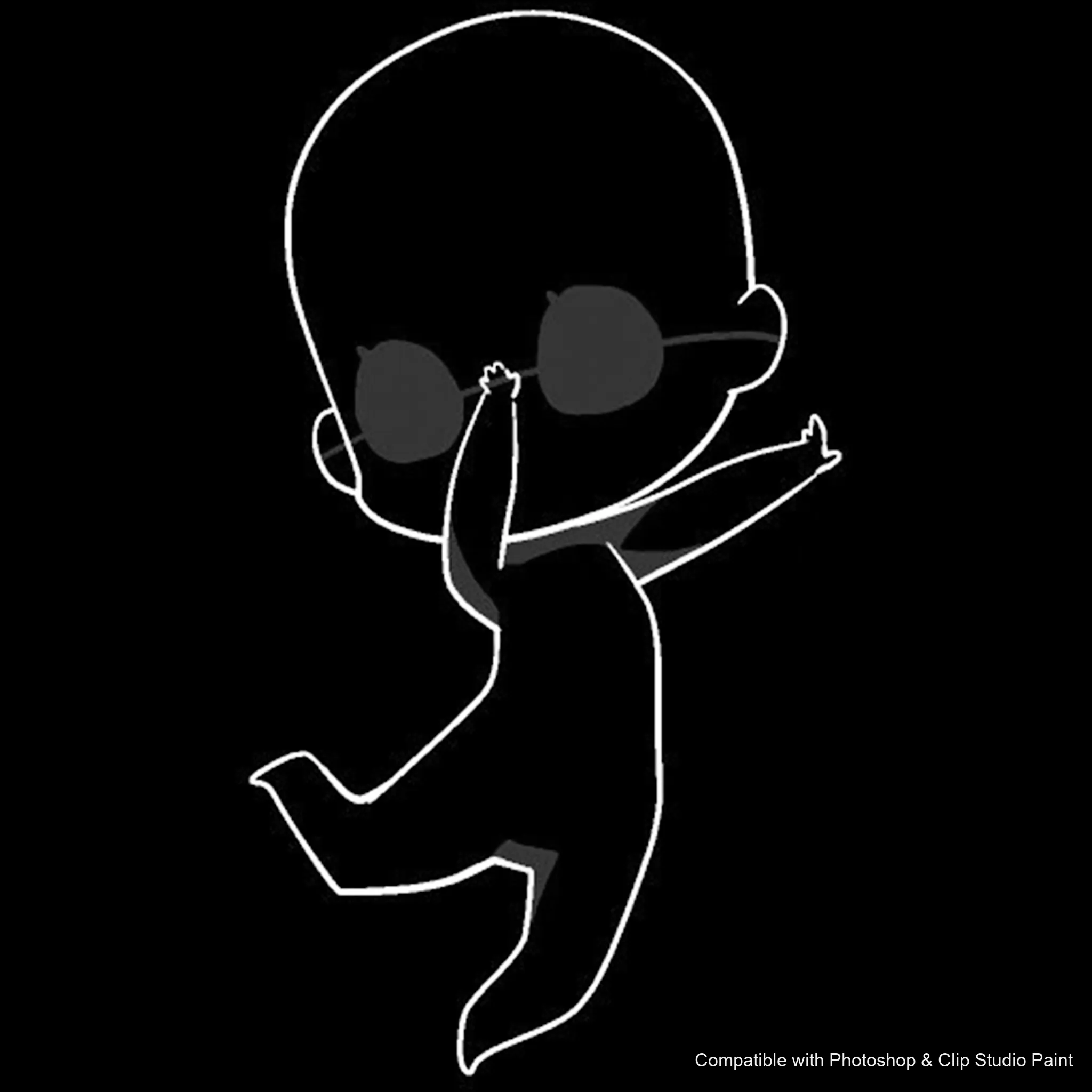 Chibi Pose Lab brush 29 of 54 — Photoshop & Clip Studio Paint .abr preview