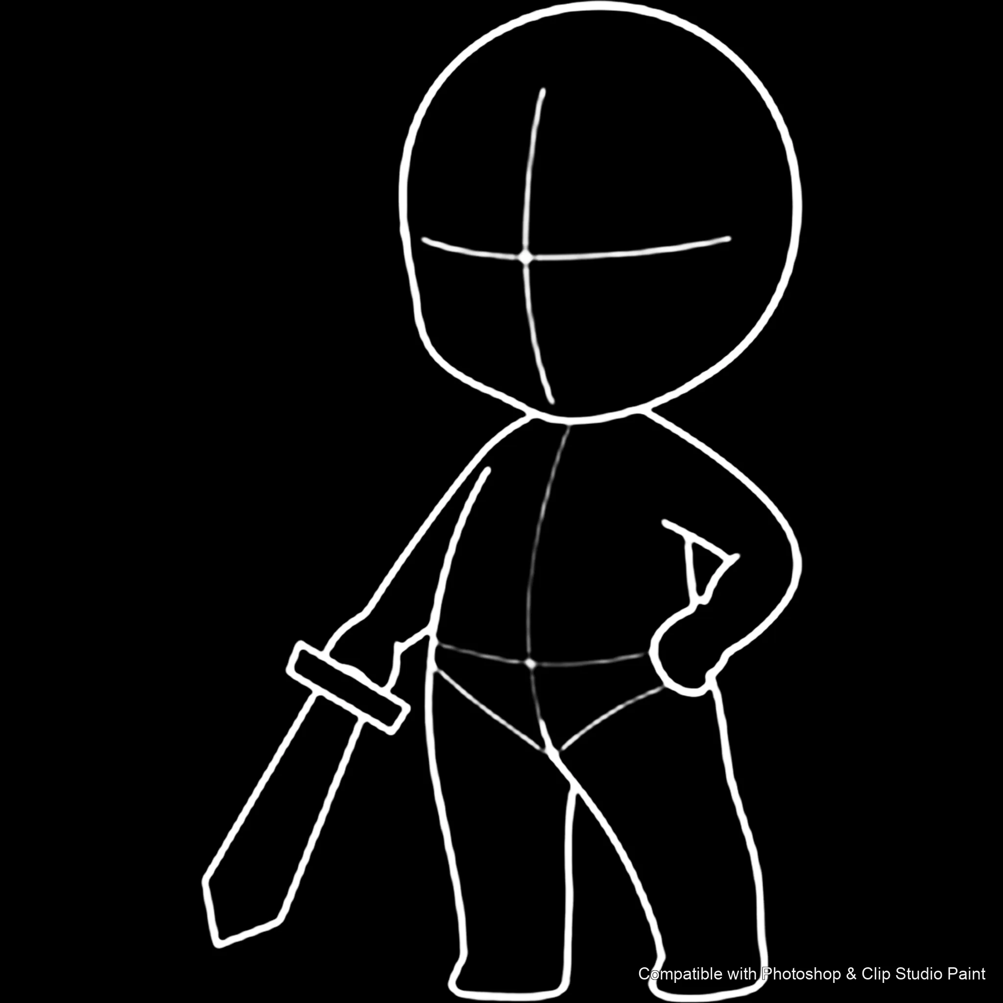 Chibi Pose Lab brush 38 of 54 — Photoshop & Clip Studio Paint .abr preview
