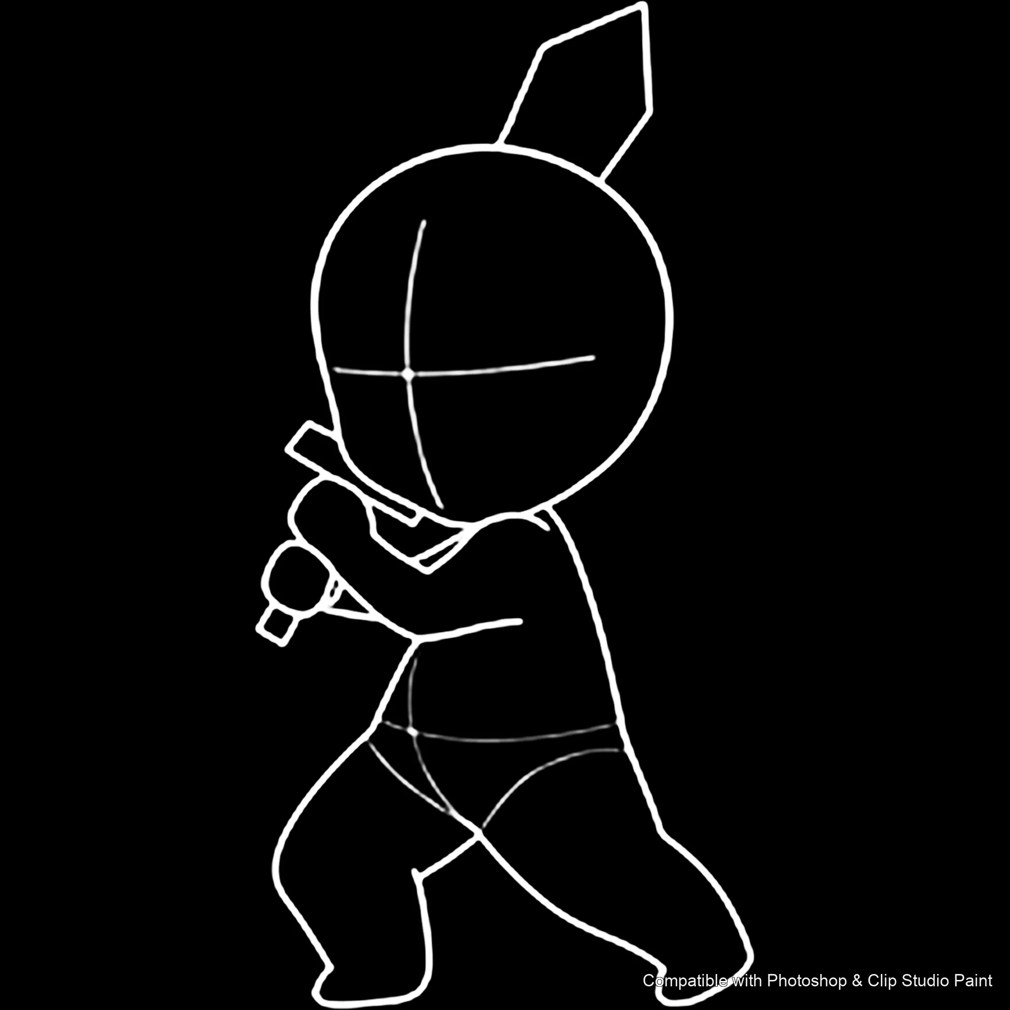 Chibi Pose Lab brush 43 of 54 — Photoshop & Clip Studio Paint .abr preview
