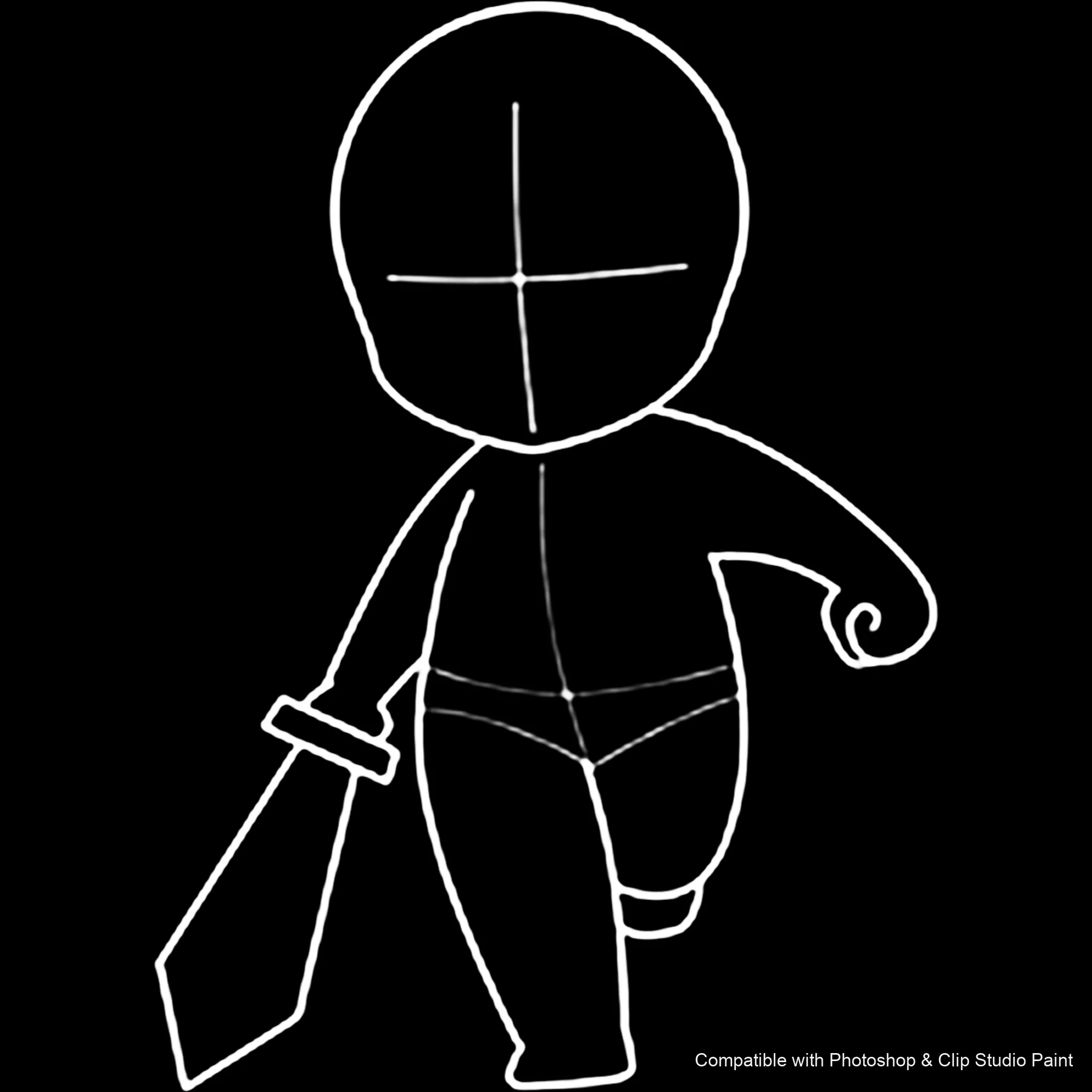 Chibi Pose Lab brush 44 of 54 — Photoshop & Clip Studio Paint .abr preview