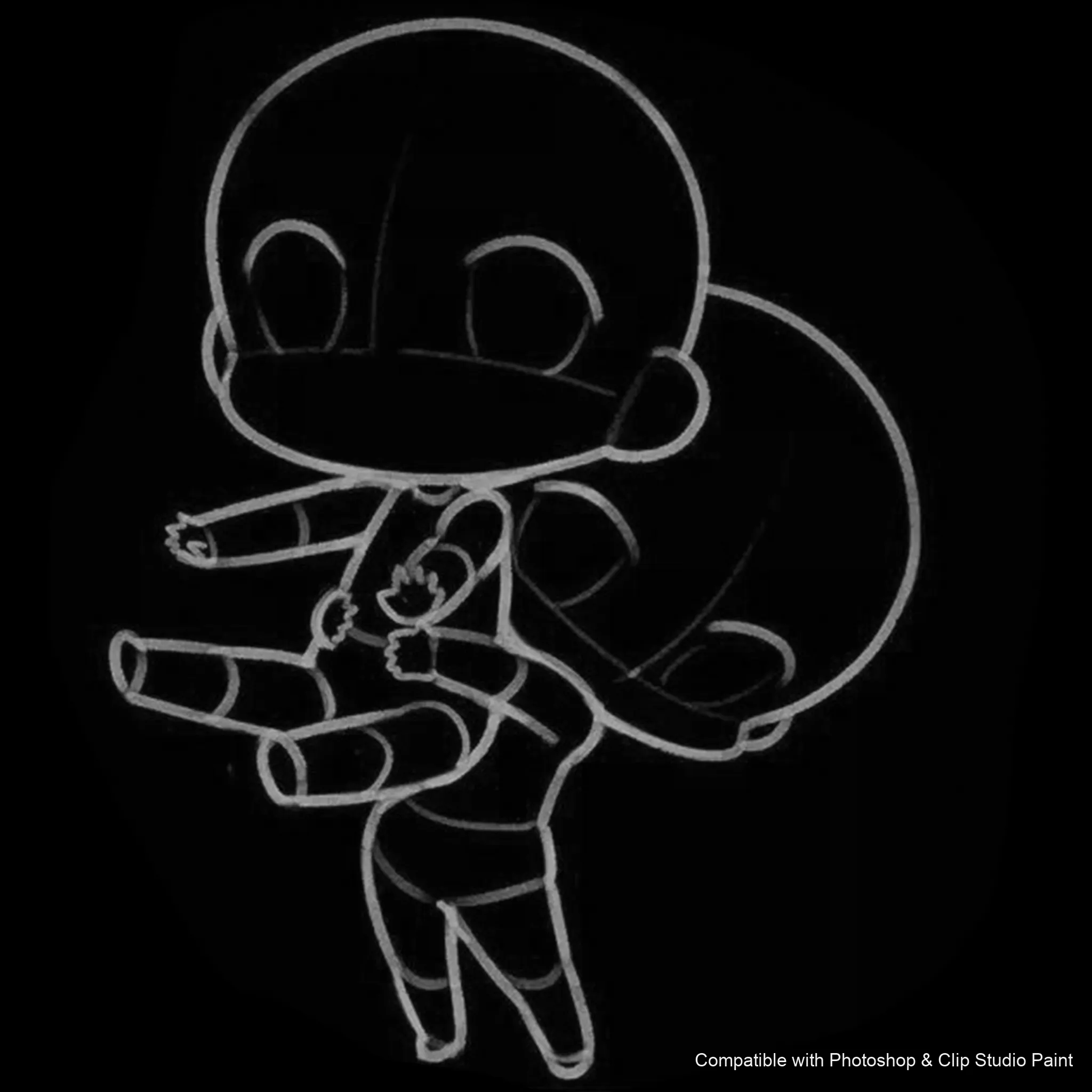 Chibi Pose Lab brush 50 of 54 — Photoshop & Clip Studio Paint .abr preview