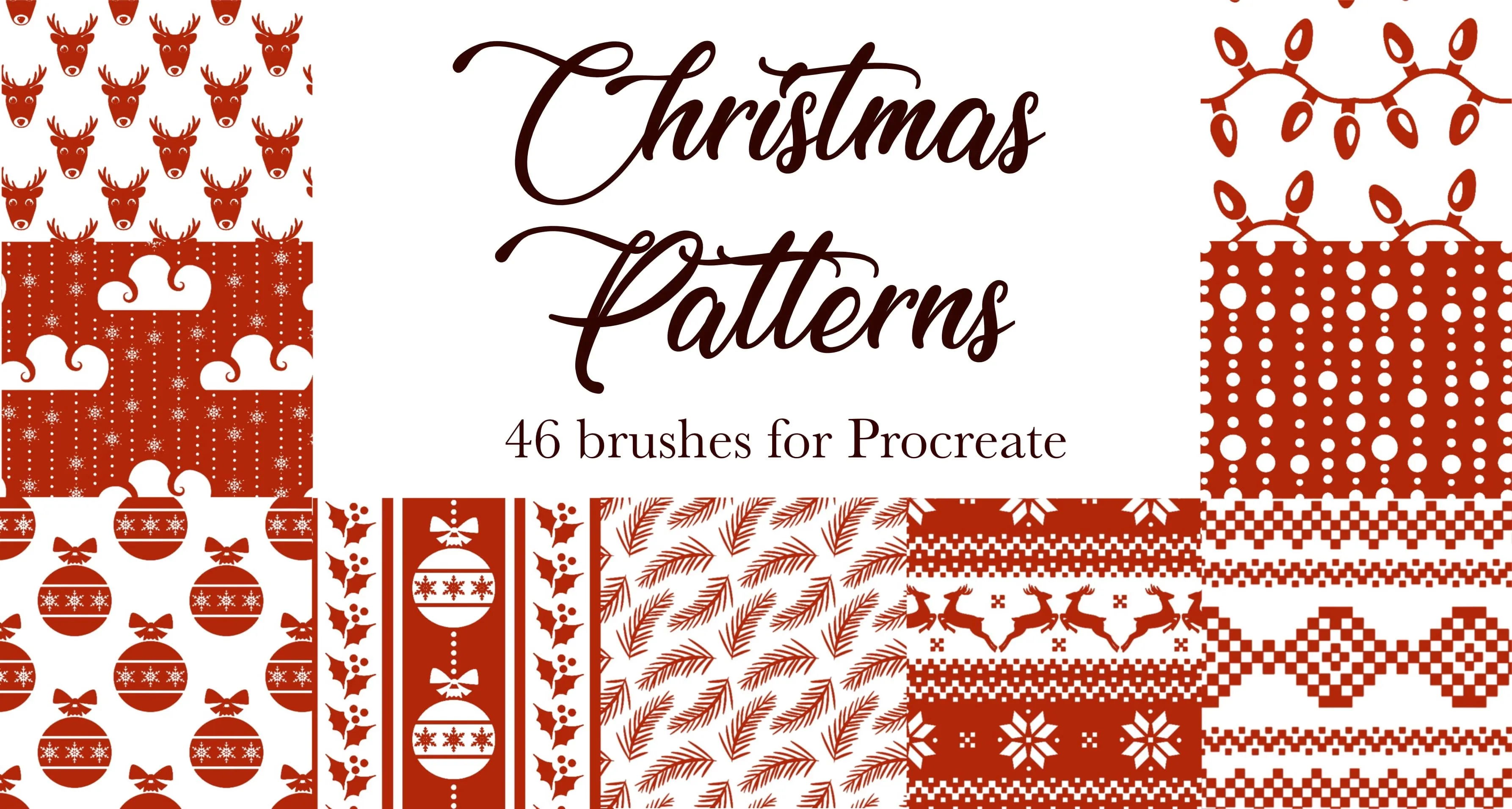 Christmas Patterns Procreate brush set cover