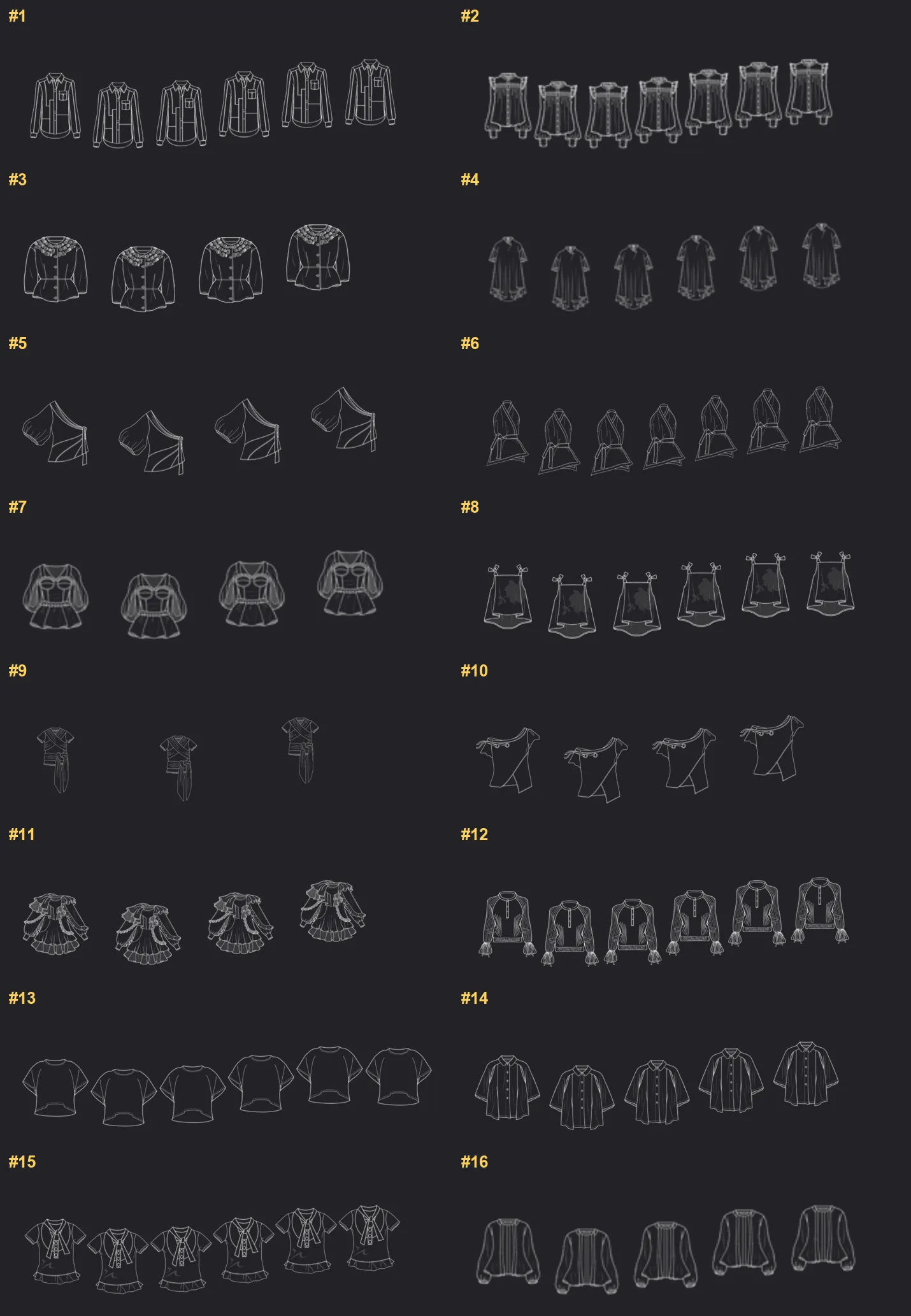 Clothing Line 2 Procreate brushes overview sheet 1