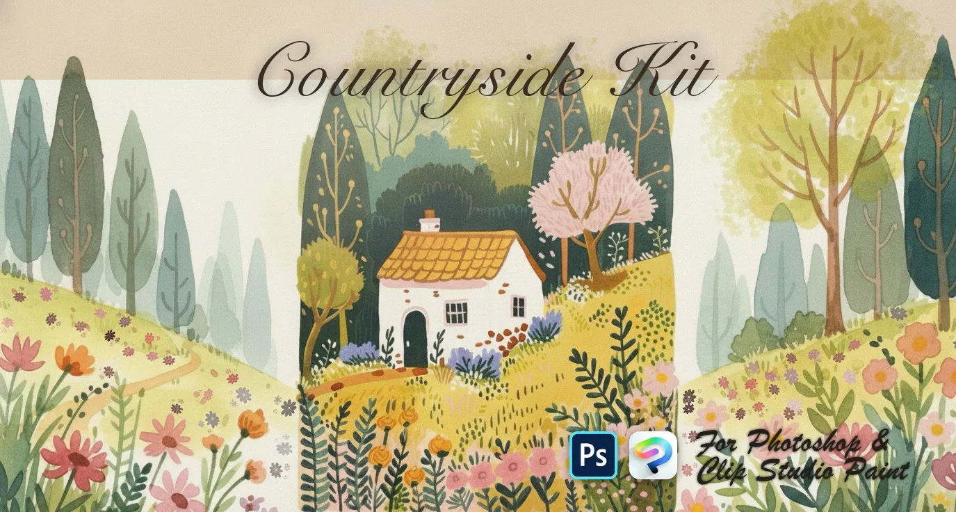 Countryside Kit Photoshop & Clip Studio Paint brush set cover