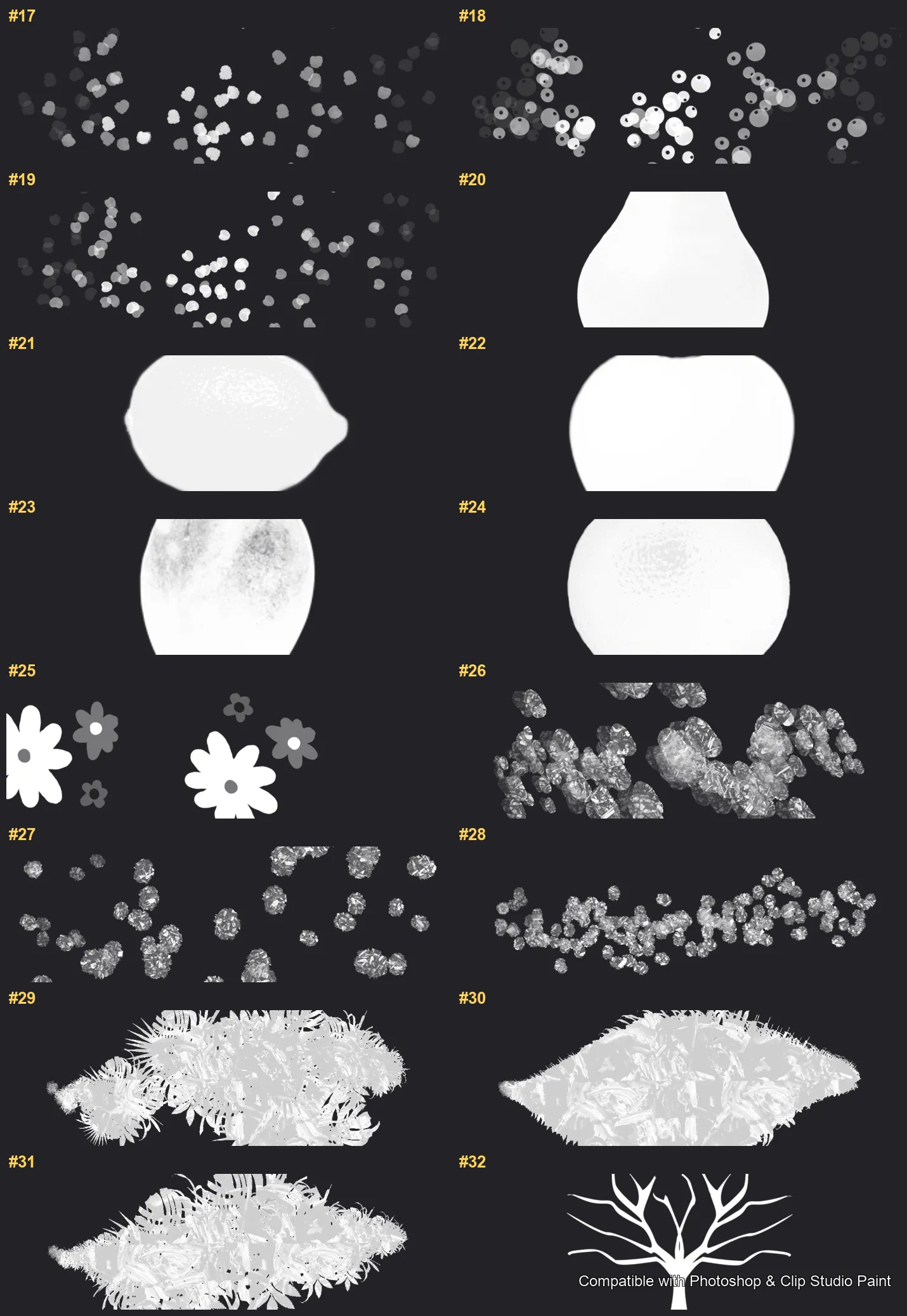Countryside Kit Photoshop & Clip Studio Paint brushes overview sheet 2