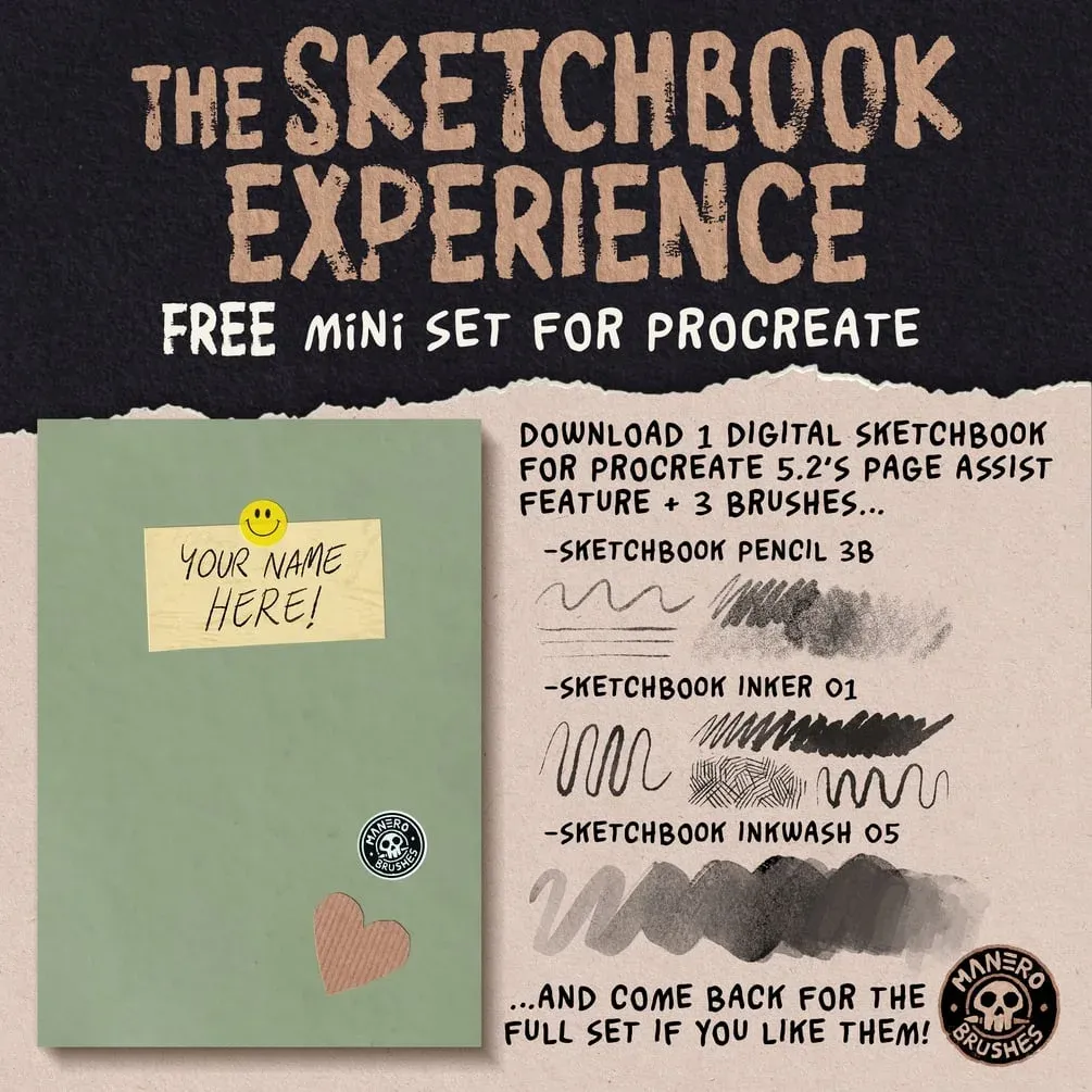 The Sketchbook Experience — Free Mini Set — cover by Manero Brushes