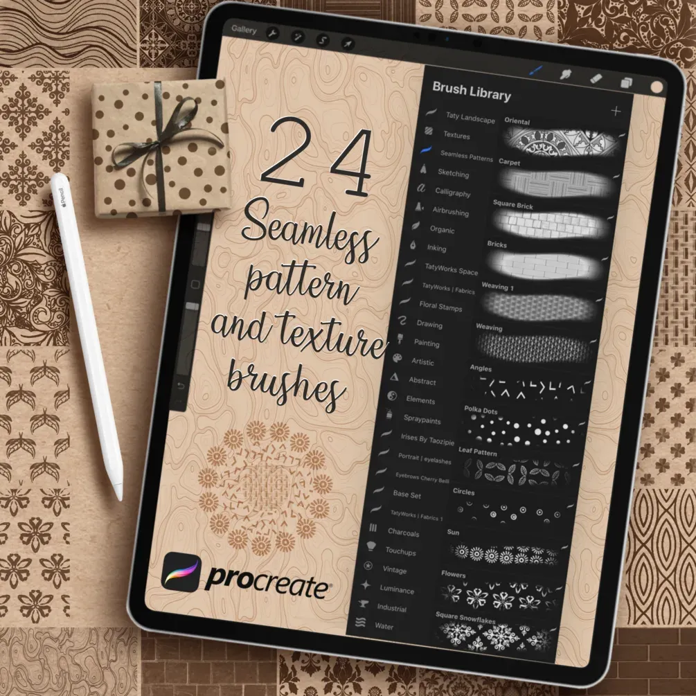 Seamless Pattern and Texture Brushes — cover by Tatyworks