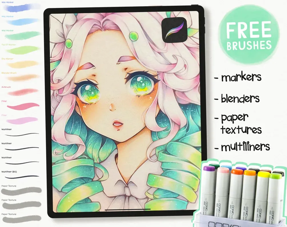 Free Copic-Inspired Marker Brush Set — cover artwork by Di