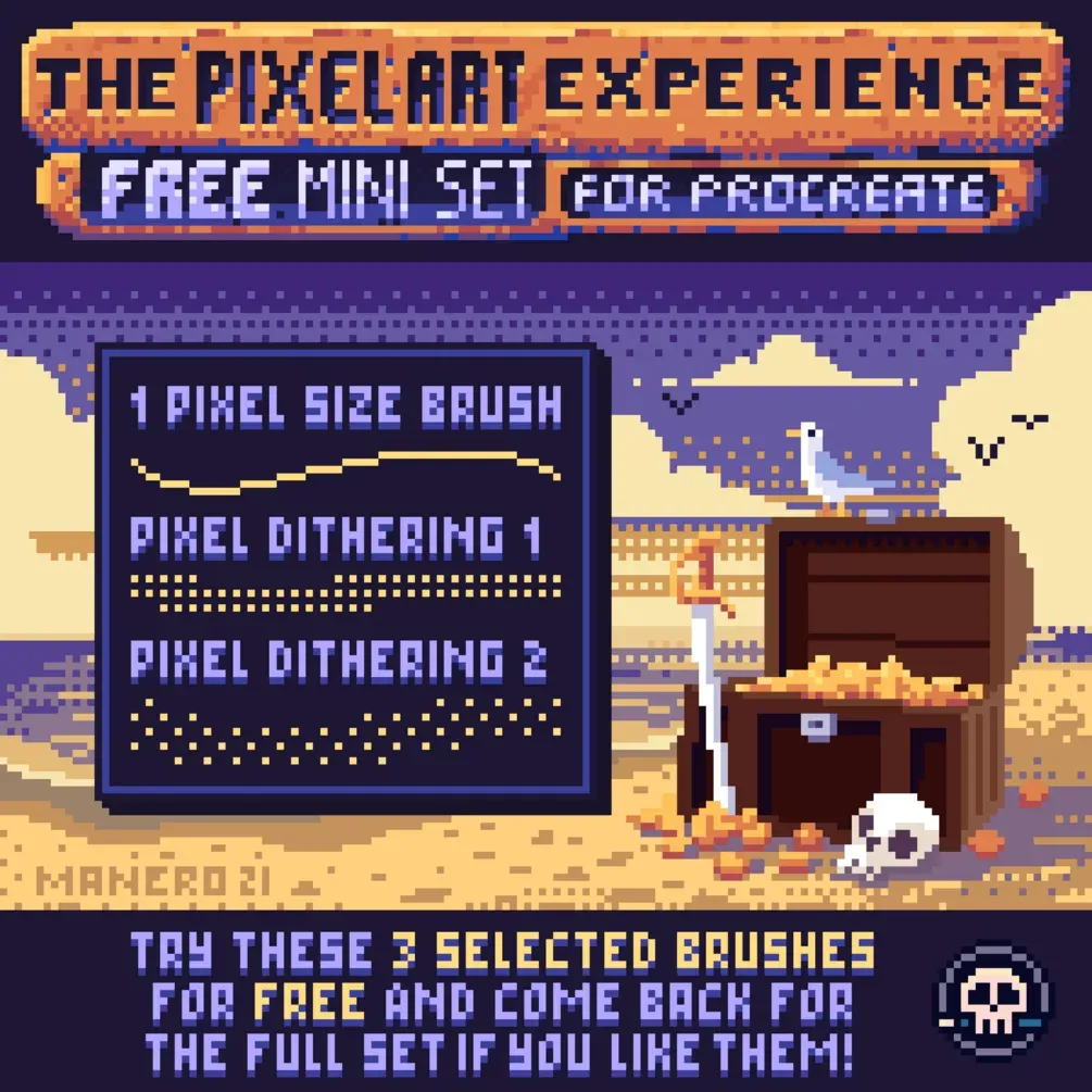 The Pixel Art Experience — Free Mini Set — cover by Manero Brushes