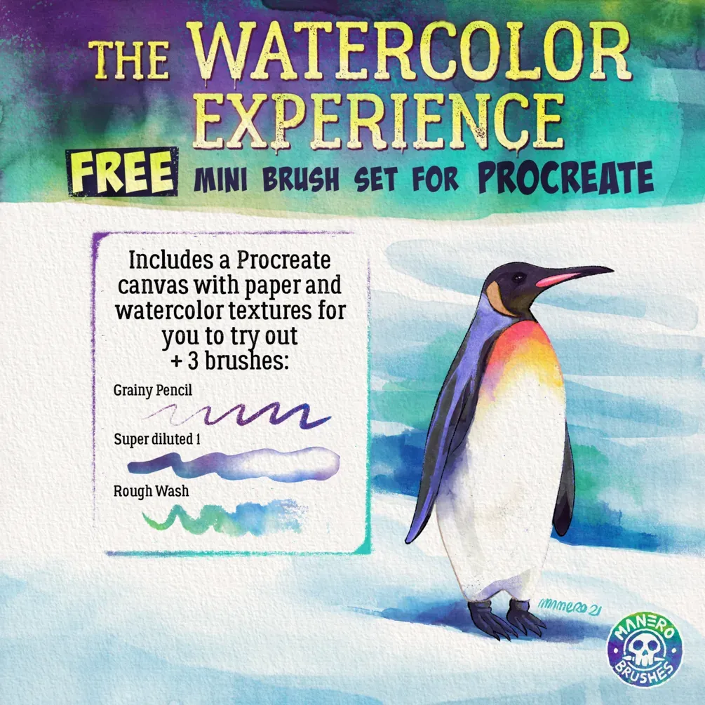 The Watercolor Experience — Free Mini Set — cover by Manero Brushes