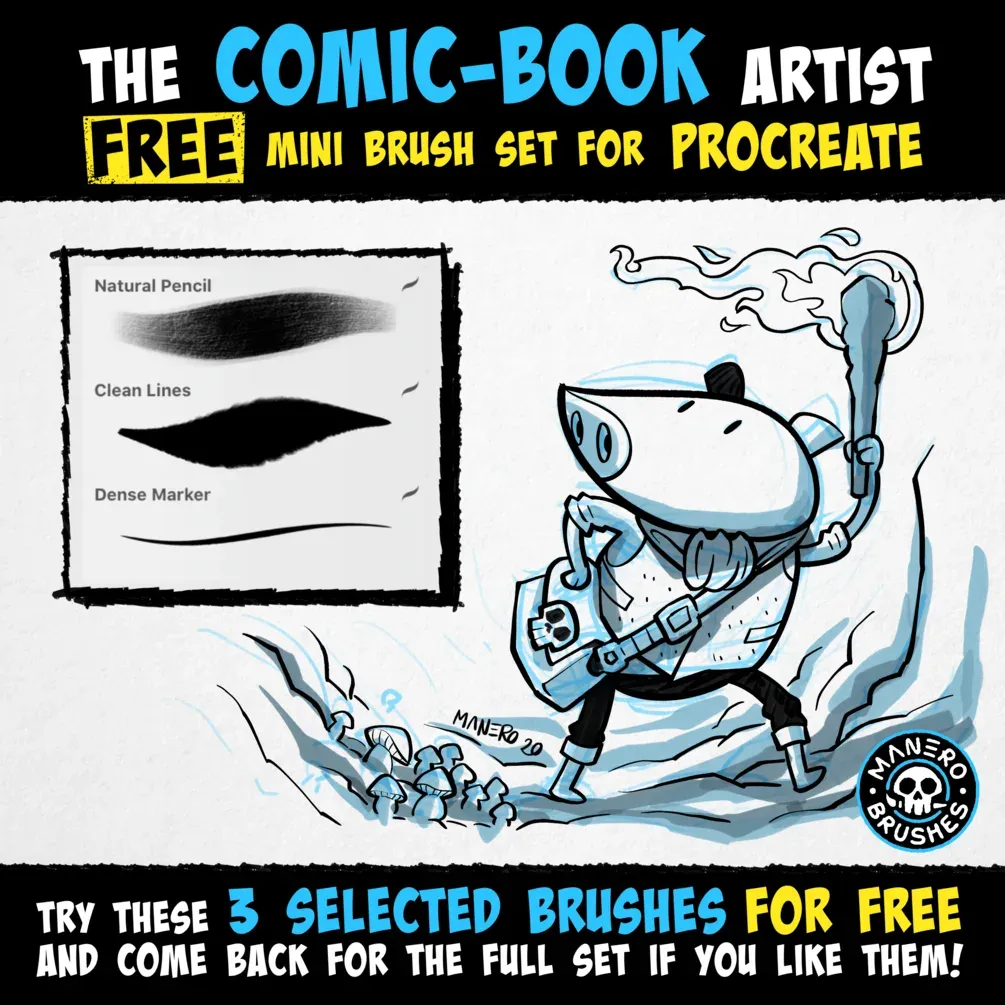 The Comic-Book Artist — Free Mini Set — cover by Manero Brushes