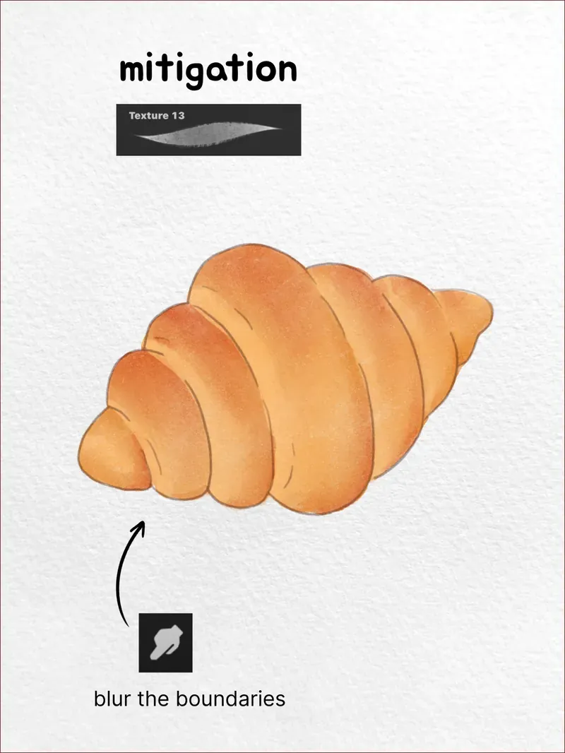 Step 5: Soften the transitions — how to draw a croissant in Procreate