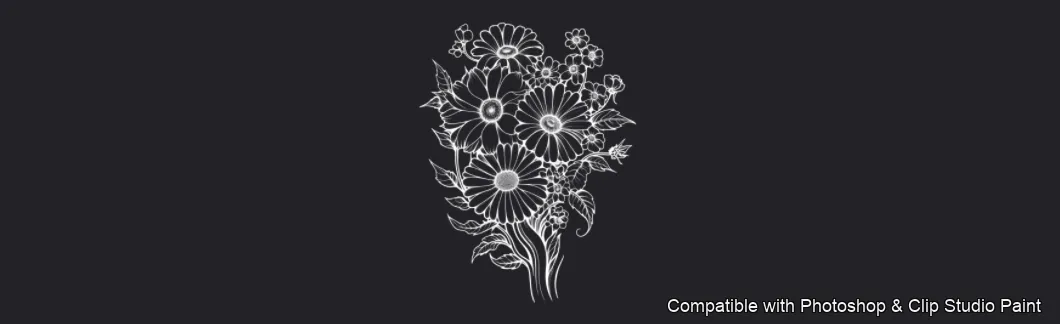 Daisy Garden brush 63 of 106 — Photoshop & Clip Studio Paint .abr preview