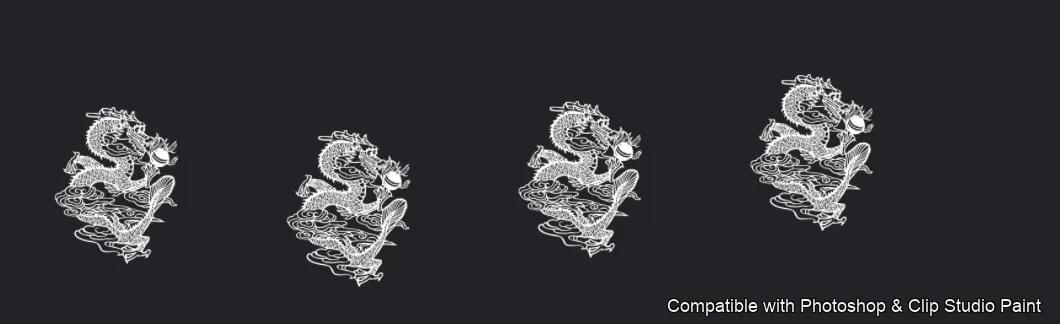 Dragon Ink Kit brush 11 of 64 — Photoshop & Clip Studio Paint .abr preview