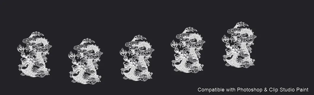 Dragon Ink Kit brush 12 of 64 — Photoshop & Clip Studio Paint .abr preview