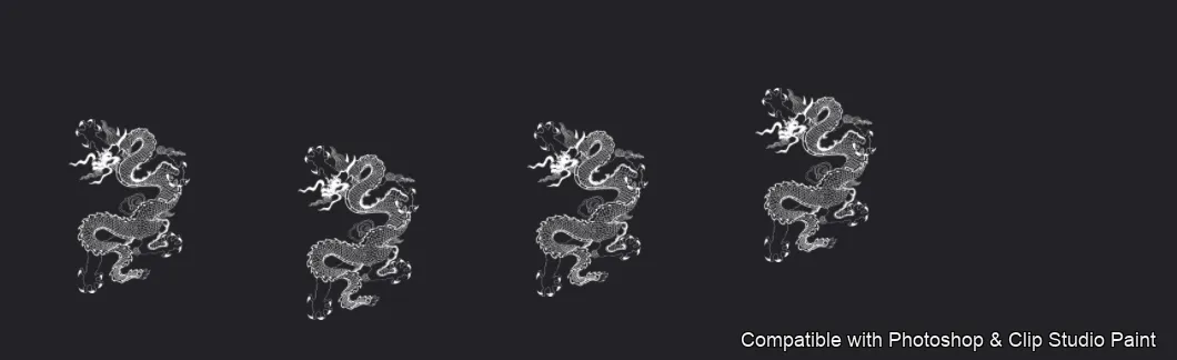 Dragon Ink Kit brush 13 of 64 — Photoshop & Clip Studio Paint .abr preview