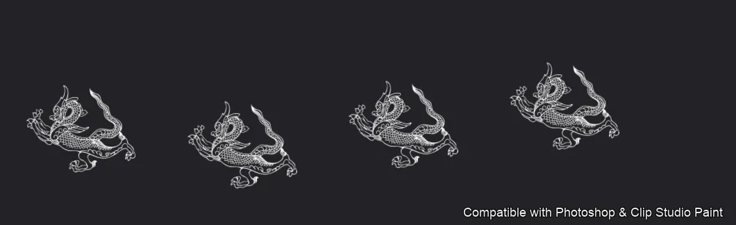 Dragon Ink Kit brush 17 of 64 — Photoshop & Clip Studio Paint .abr preview