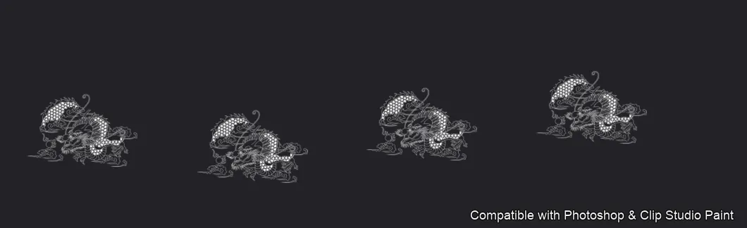 Dragon Ink Kit brush 21 of 64 — Photoshop & Clip Studio Paint .abr preview