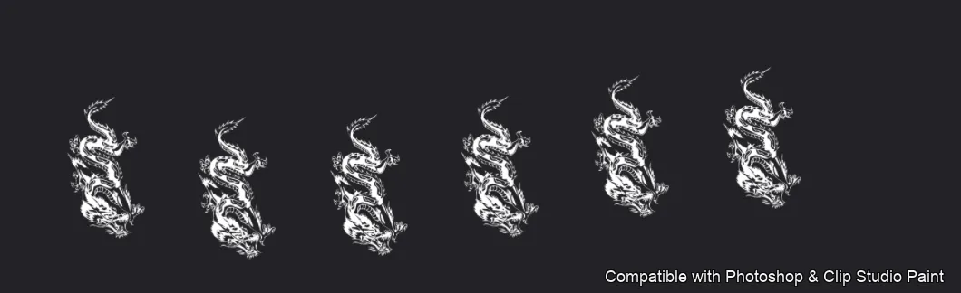 Dragon Ink Kit brush 26 of 64 — Photoshop & Clip Studio Paint .abr preview