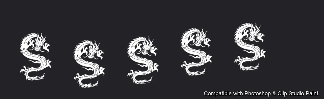 Dragon Ink Kit brush 28 of 64 — Photoshop & Clip Studio Paint .abr preview