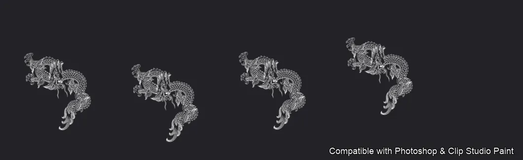 Dragon Ink Kit brush 31 of 64 — Photoshop & Clip Studio Paint .abr preview