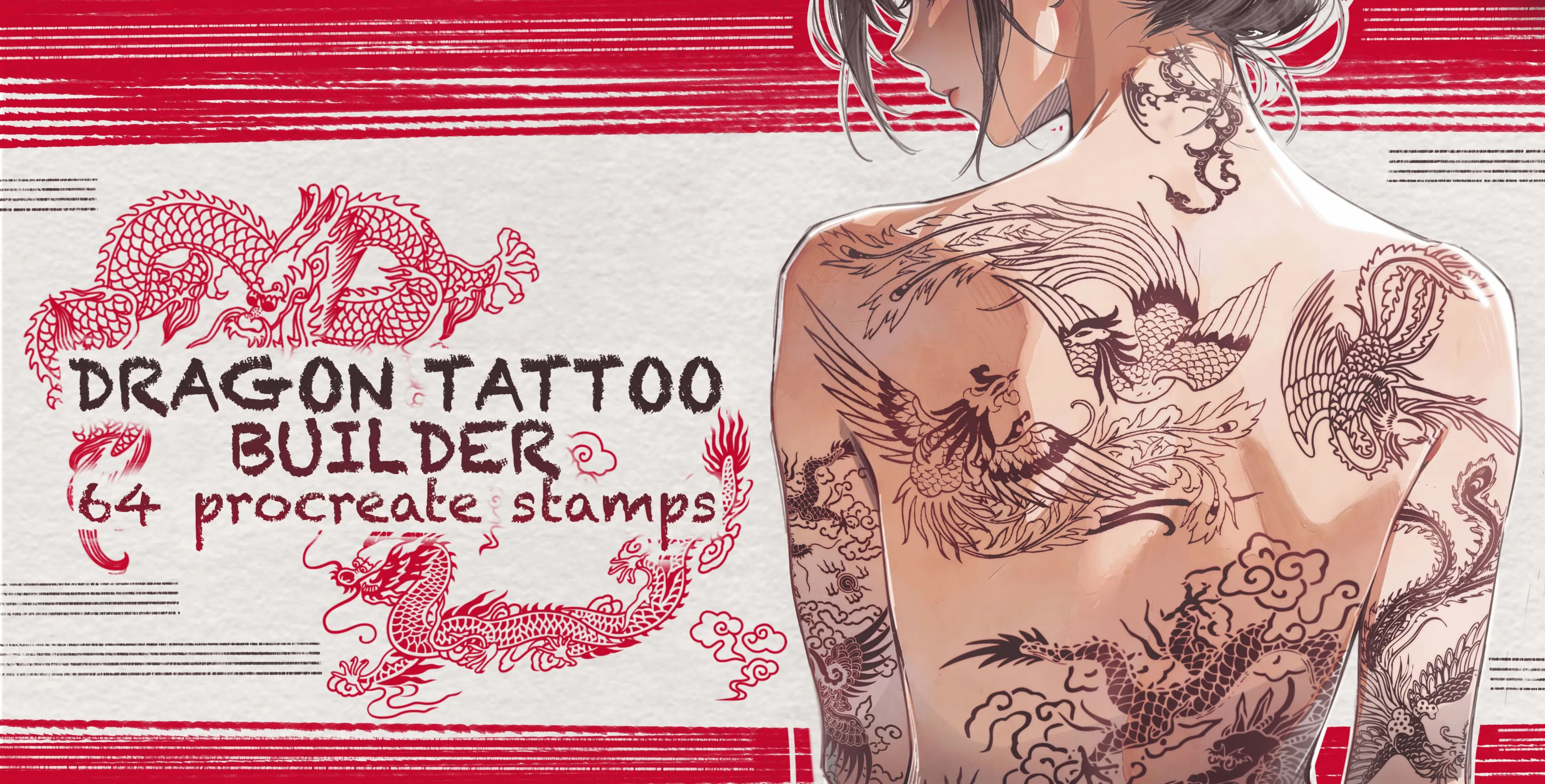 Dragon Tattoo Builder Procreate brush set cover