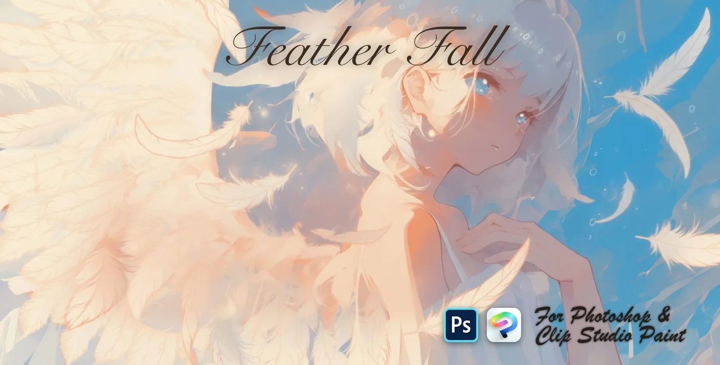 Feather Fall Photoshop & Clip Studio Paint brush set cover