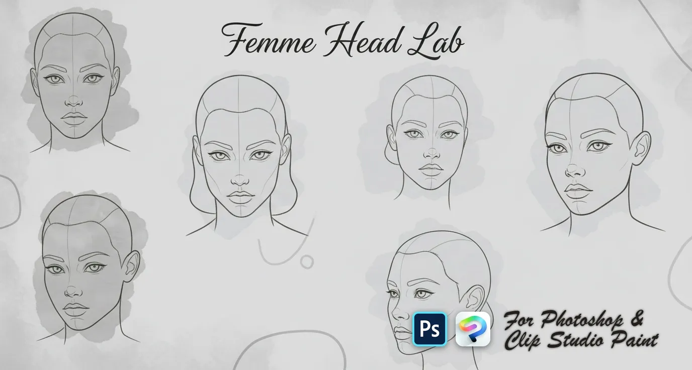 Femme Head Lab Photoshop & Clip Studio Paint brush set cover