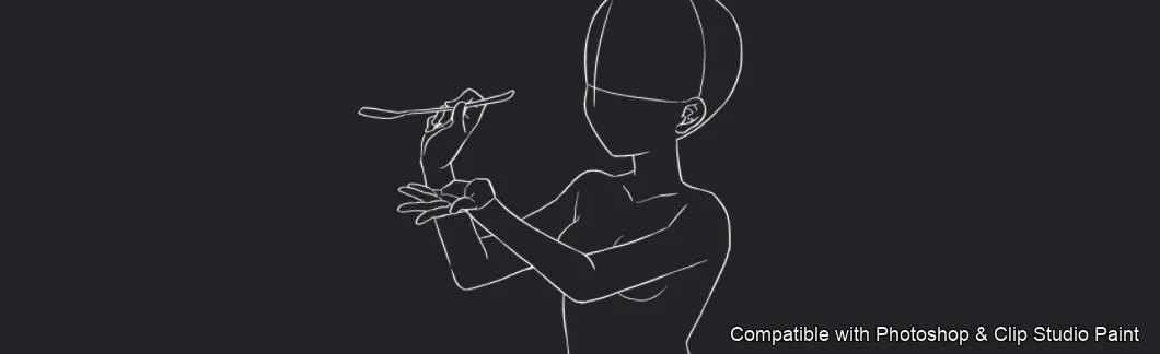 Figure Pose Flow brush 11 of 42 — Photoshop & Clip Studio Paint .abr preview