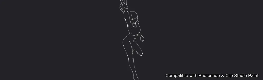 Figure Pose Flow brush 27 of 42 — Photoshop & Clip Studio Paint .abr preview
