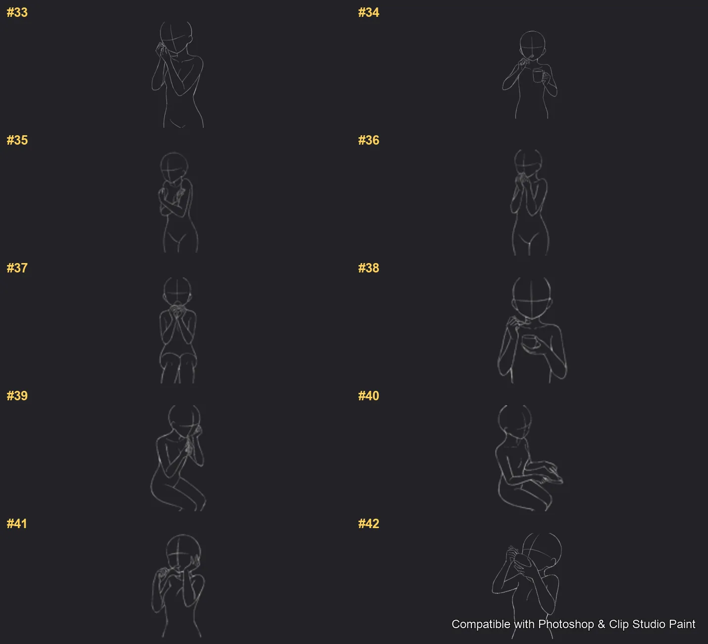 Figure Pose Flow Photoshop & Clip Studio Paint brushes overview sheet 3