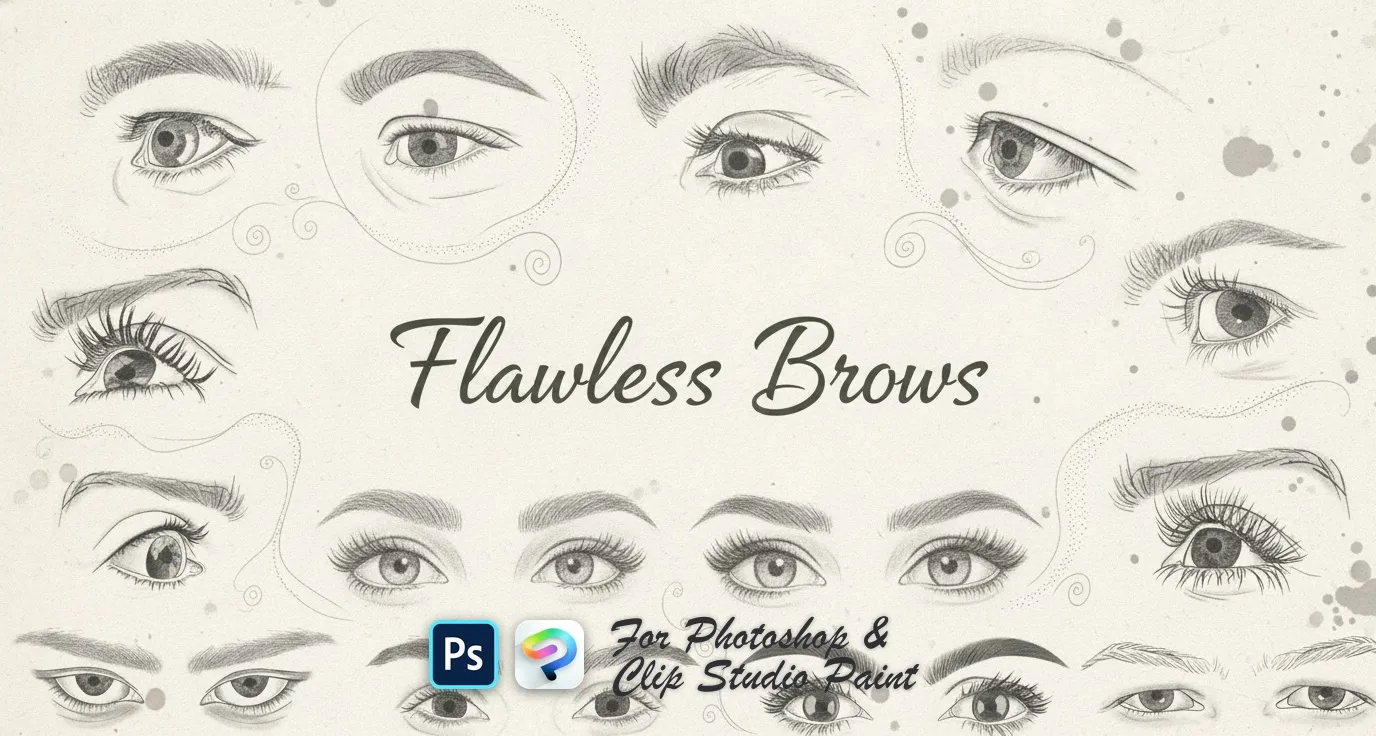 Flawless Brows Photoshop & Clip Studio Paint brush set cover