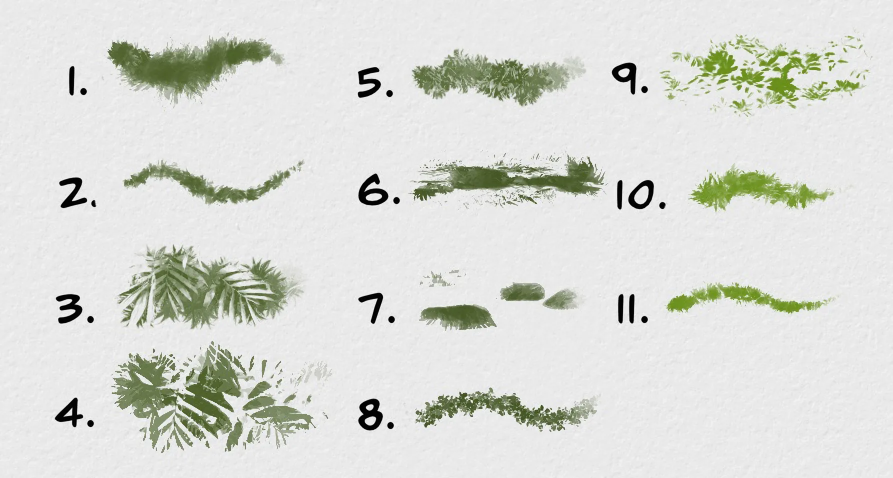 Flora Brushset brushes — style examples