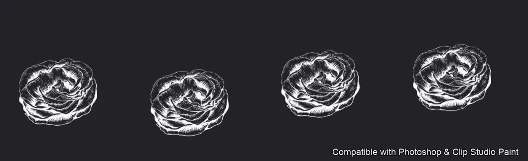 Floral Ink brush 3 of 33 — Photoshop & Clip Studio Paint .abr preview