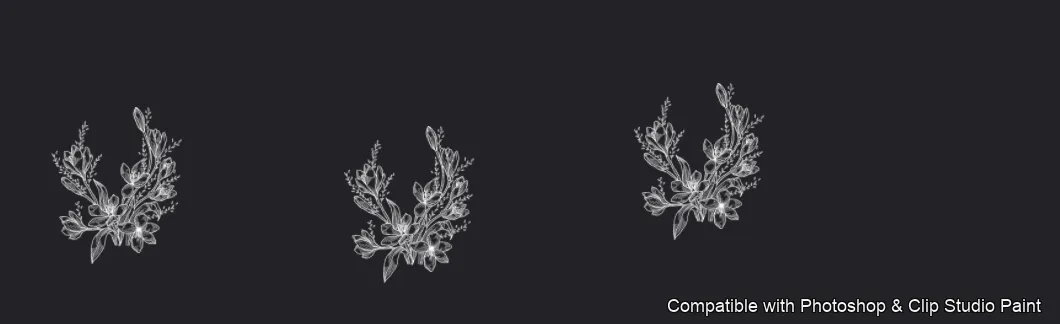 Floral Ink brush 6 of 33 — Photoshop & Clip Studio Paint .abr preview