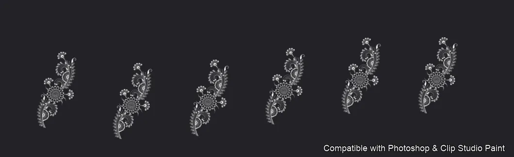 Floral Ink brush 8 of 33 — Photoshop & Clip Studio Paint .abr preview