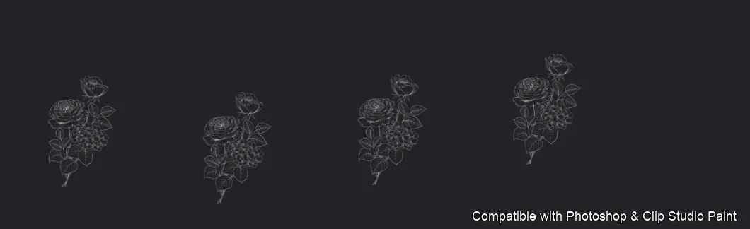 Floral Ink brush 10 of 33 — Photoshop & Clip Studio Paint .abr preview